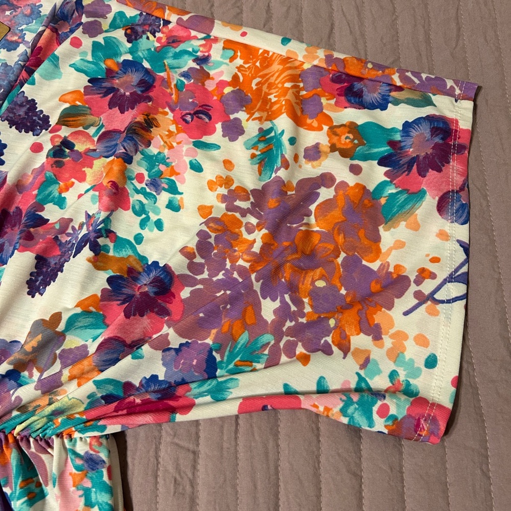 Floral V-Neck Wrap Top - Picture 6 of 6